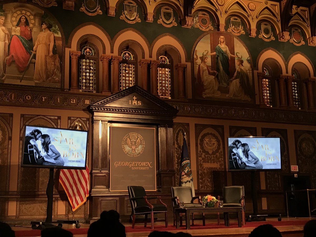 GUAlumni's tweet photo. ⏱Less than an hour until President DeGioia's conversation with
Bradley Cooper (C’97) and Blair Rich (C'97)! Stay tuned here for a live play by play straight from Gaston Hall. #OnlyAtGeorgetown https://t.co/LCURIrnaoi