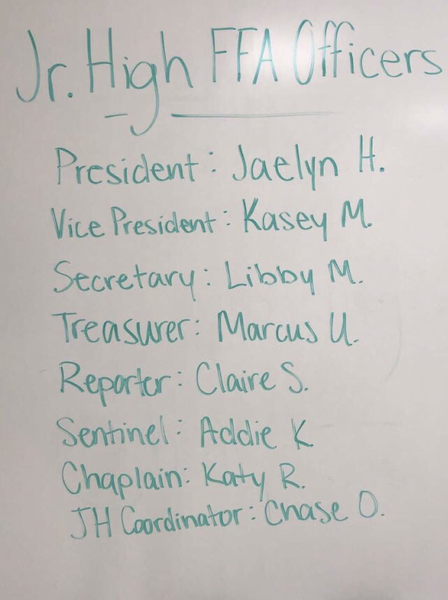 Congrats JH FFA Officer Team!!