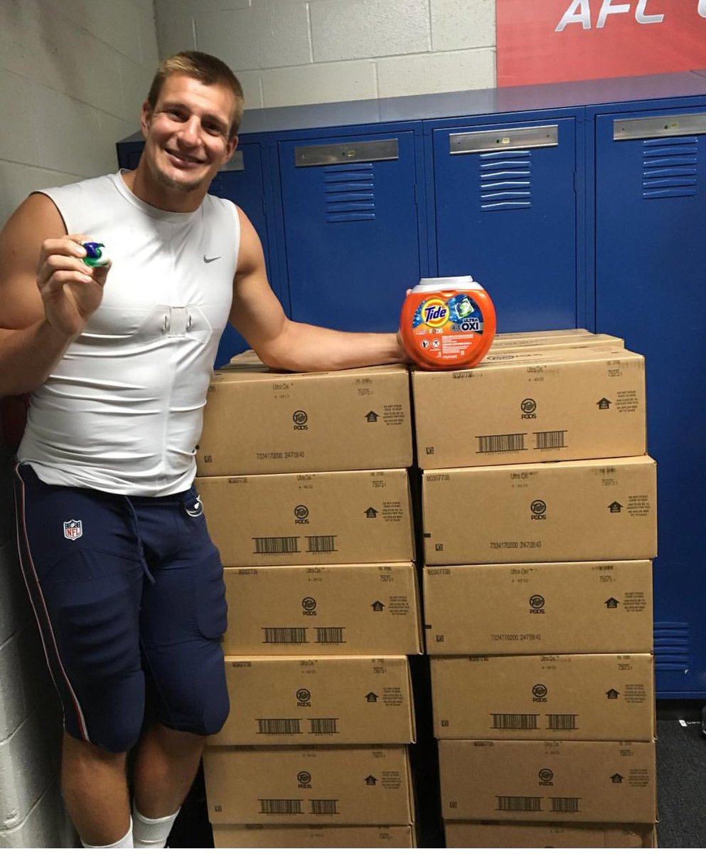 Gronk continues his partnership with Tide pods, which is interesting since Gronk is the one guy you could see eating them.