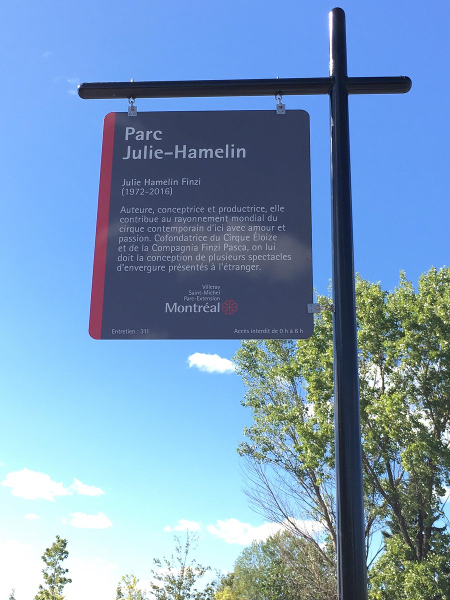 cirque_eloize's tweet image. Samedi dernier, la @MTL_Ville inaugurait le Parc Julie Hamelin. Nous sommes fiers que cet endroit porte le nom de l'une de nos co-fondatrices.
/
Last Saturday, the @MTL_Ville inaugurated Julie Hamelin's Park. We are proud that this place is bearing one of our co-founders's name.