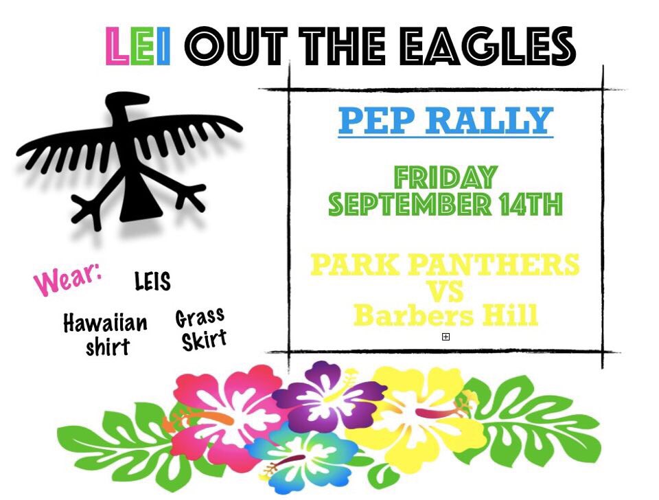 Get your Hawaiian gear ready for THIS FRIDAY’S Pep Rally!!!💚🌺🌴 <a href="/HumbleISD_KPHS/">Kingwood Park HS</a> <a href="/kp_stuco/">KPark StuCo</a> <a href="/KPSTUDENTS/">KP</a>