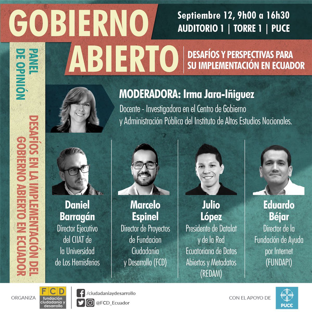 redam_ecuador's tweet photo. [EVENTOS] Semana llena de actividades de nuestros miembros: 
12/09 Jornada de #GobiernoAbierto de 9 a 16h @FCD_Ecuador 
12/09 #DatosYBielas @datalat 18h45
12/09 y 13/09 Taller sobre #CreativeCommons y #GiniernoAbierto @CC_Ecuador 15h 15/09 #DataWalkUIO con @FundacionKiru 10h https://t.co/C8d54K1xCk