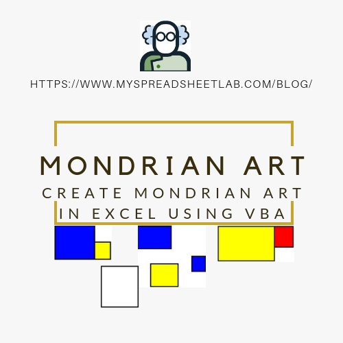 Create Mondrian style art in #Excel using VBA ! myspreadsheetlab.com/creating-mondr…
<a href="/MuseumModernArt/">MoMA The Museum of Modern Art</a> <a href="/mbamtl/">MBAM</a> @arthistoryfeed <a href="/blarson424/">Ben Larson, Ph.D.</a> <a href="/MacroMastery/">Paul Kelly</a> <a href="/MrExcel/">Bill Jelen</a> <a href="/msexcel/">Microsoft Excel</a>