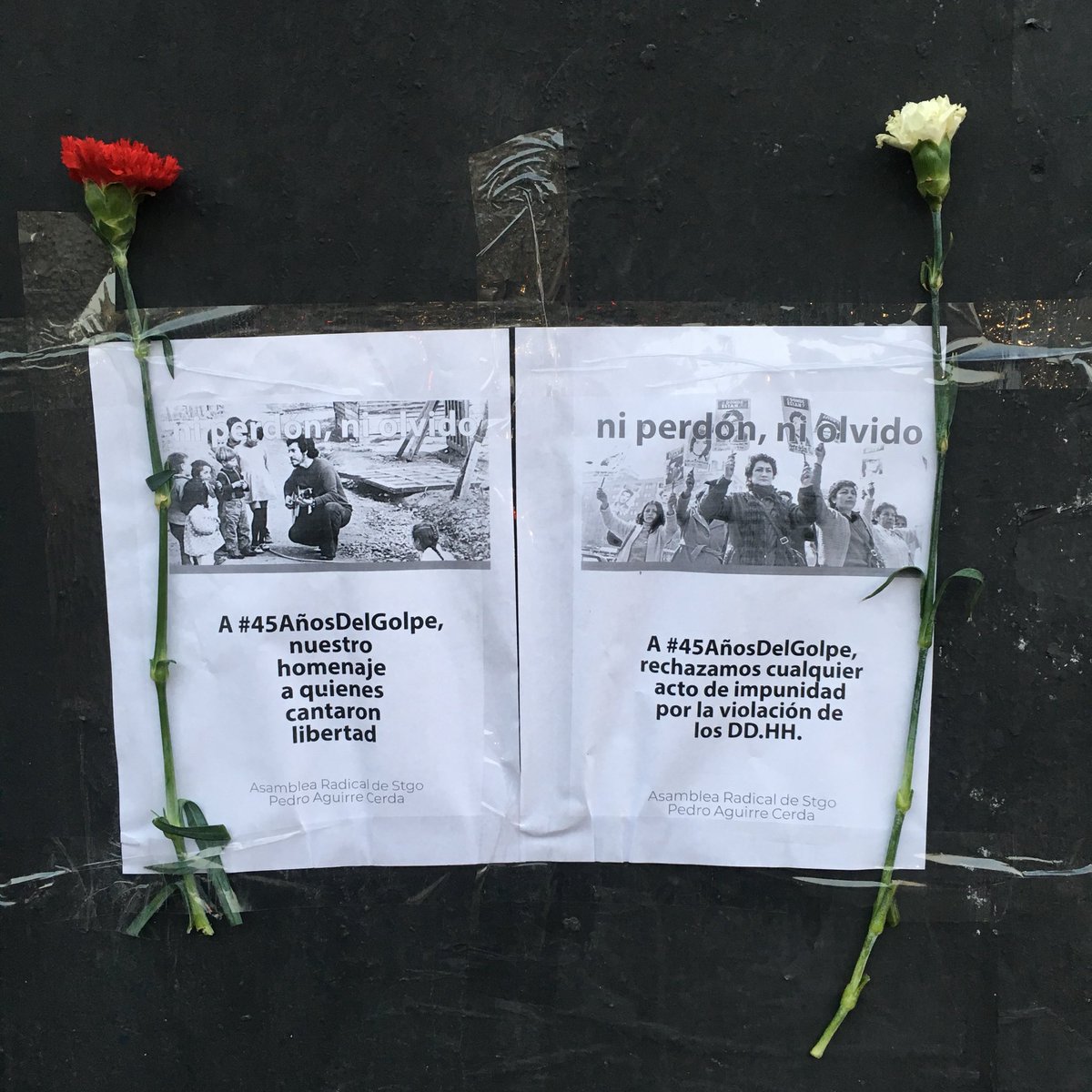 DaniRiosPR's tweet photo. Elegimos recordar por siempre, hoy nuestro acto de reconocimiento en la Plaza de Brasil, en especia al Co Isidro Luego, padre de @AntonietaLueng1 y dejado herido aquí por los carabineros a #45AñosDelGolpe https://t.co/wbyEcWRw0P