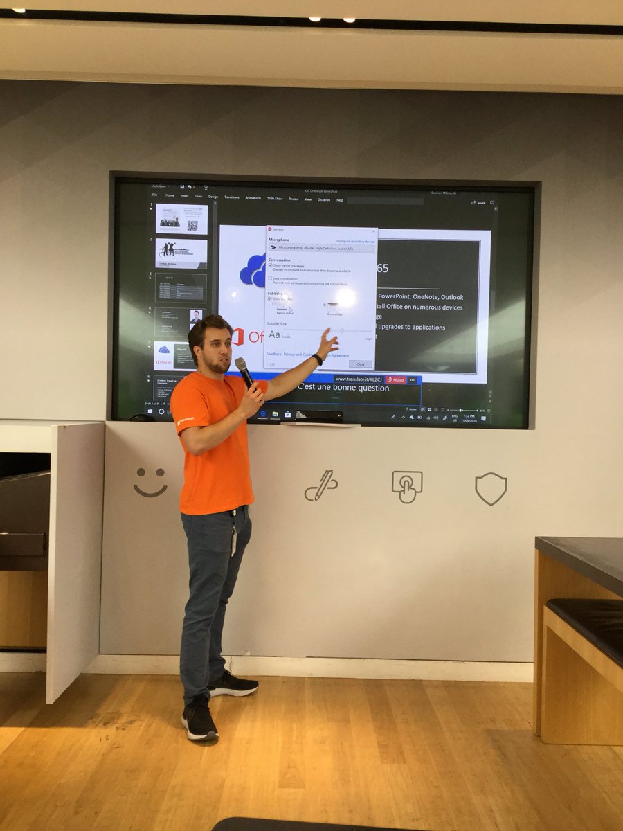 C_AChafe's tweet image. OMG what a fabulous tool #Microsoft #PresentationTranslator!! Learn all the uses for Presentation Translator at @A2A11y MeetUp Thank You Damian @Microsoft #A11yWin