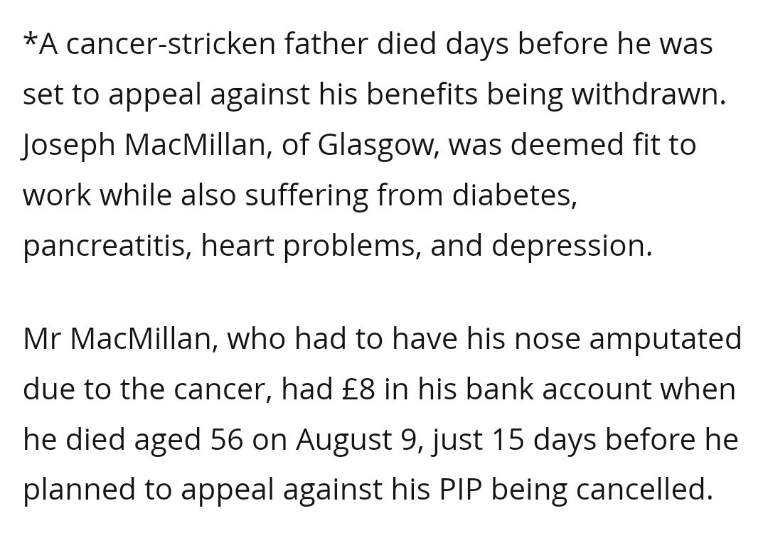 Hunger_Hurts's tweet image. From the daily mirror - a dad with cancer, diabetes, pancreatitis, heart problems and depression, died with just £8 in his bank account after being declared fit for work
