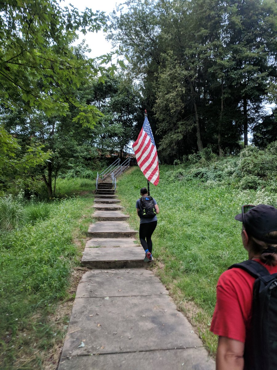 1FitNFunLife's tweet photo. 110 flights of stairs, 343 exercises for the firefighters who lost their lives and 1 for the survivors, all while carrying the flag. #neverforget #girlswhoruck #americastrong #rememberthefallen #goruck #ruckclub #grfirebase #ruckup #rucking #fitnfunlife #teamfitnfunlife https://t.co/wpW2ybrVqw