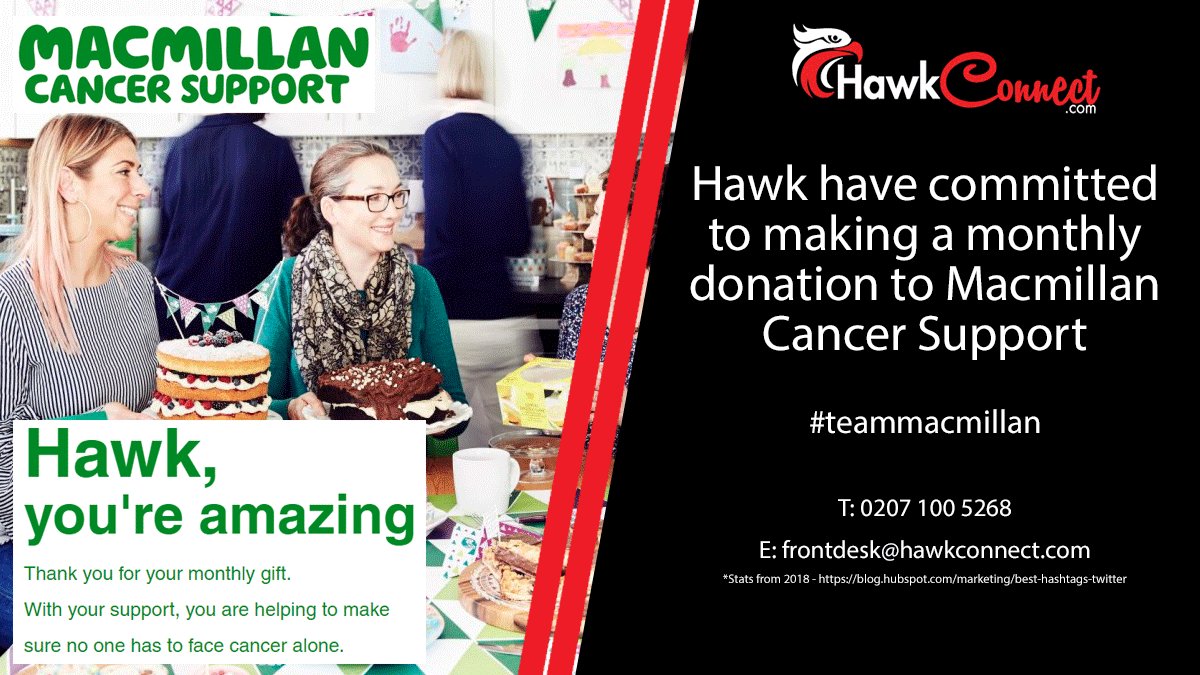 HawkITServ's tweet image. We've just donated to Macmillan Cancer Support and committed to donate every month. Donate and be part of #teammacmillan. macmillan.org.uk/donate