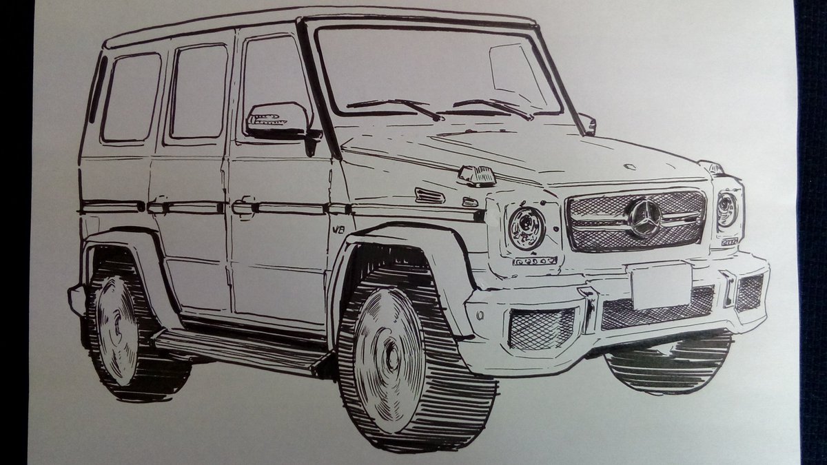 結城るい Twitterren Mercedesbenz メルセデスベンツ Benz ラクガキ ペン画 イラスト王国 アナログイラスト Gクラス