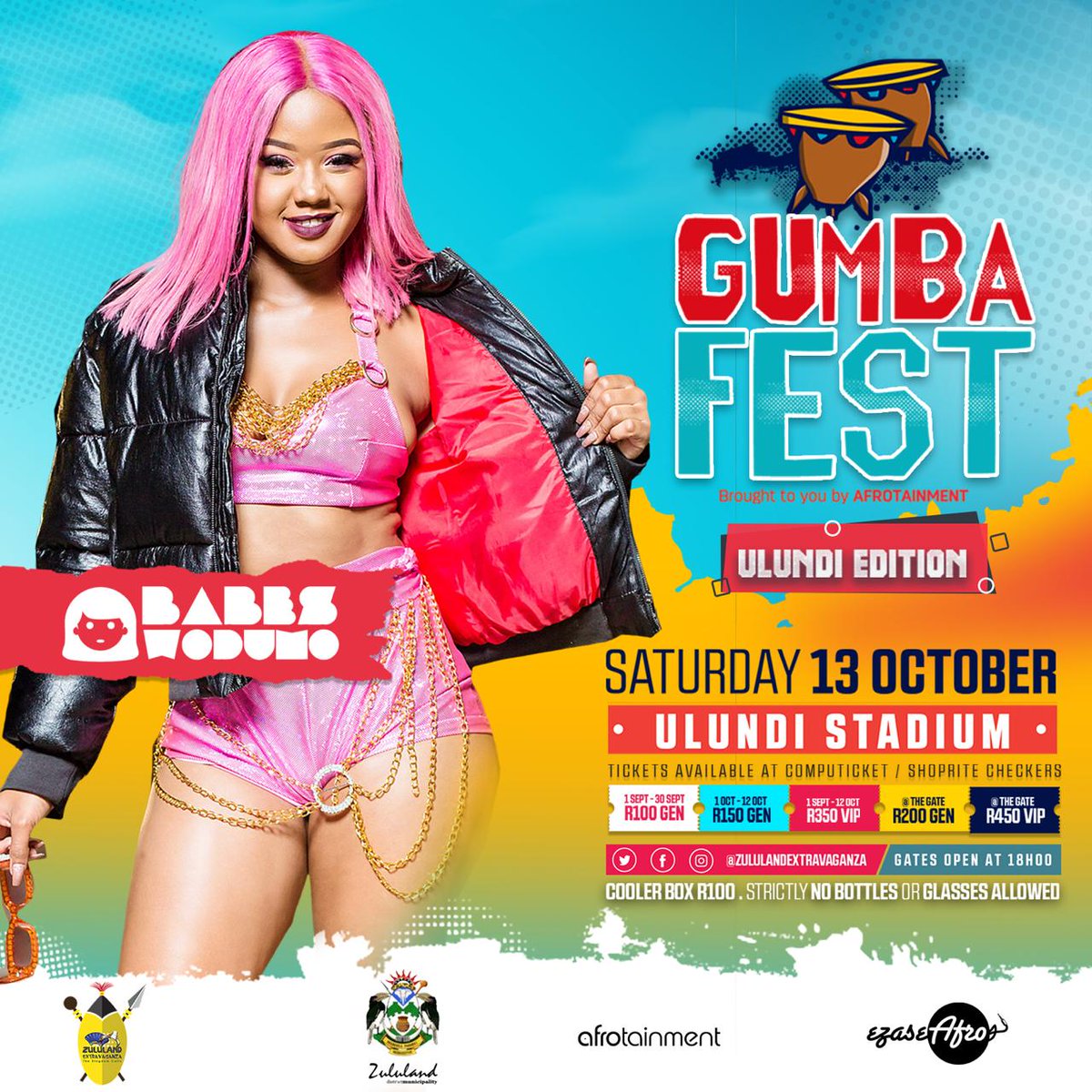 mzwah_sa's tweet photo. Catch @BABESWODUMO Live Performance At Ulundi stadium 13 October @gumbafest @pmlcup early bird tickets available now at Computickets R100 #NoRush https://t.co/9hvsF3Ubr5