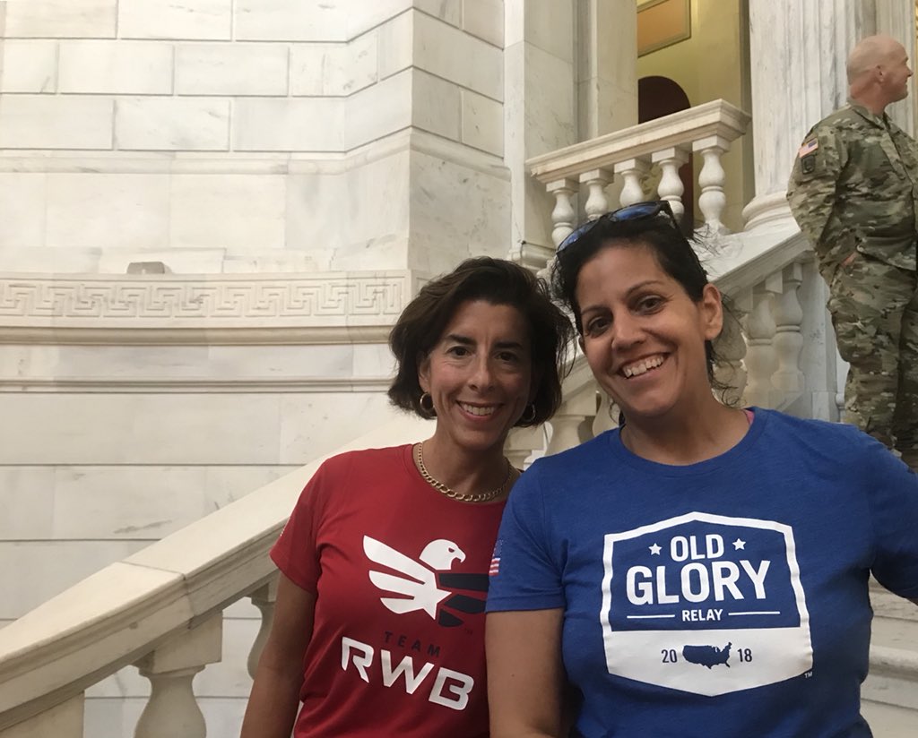 creightonc's tweet image. Had a chance to talk with RI Governor @GovRaimondo @GinaRaimondo about how proud I am to serve on the board of @RIStateSociety in DC #OldGloryRelay #AllThingsRhodeIsland #RhodeToDC