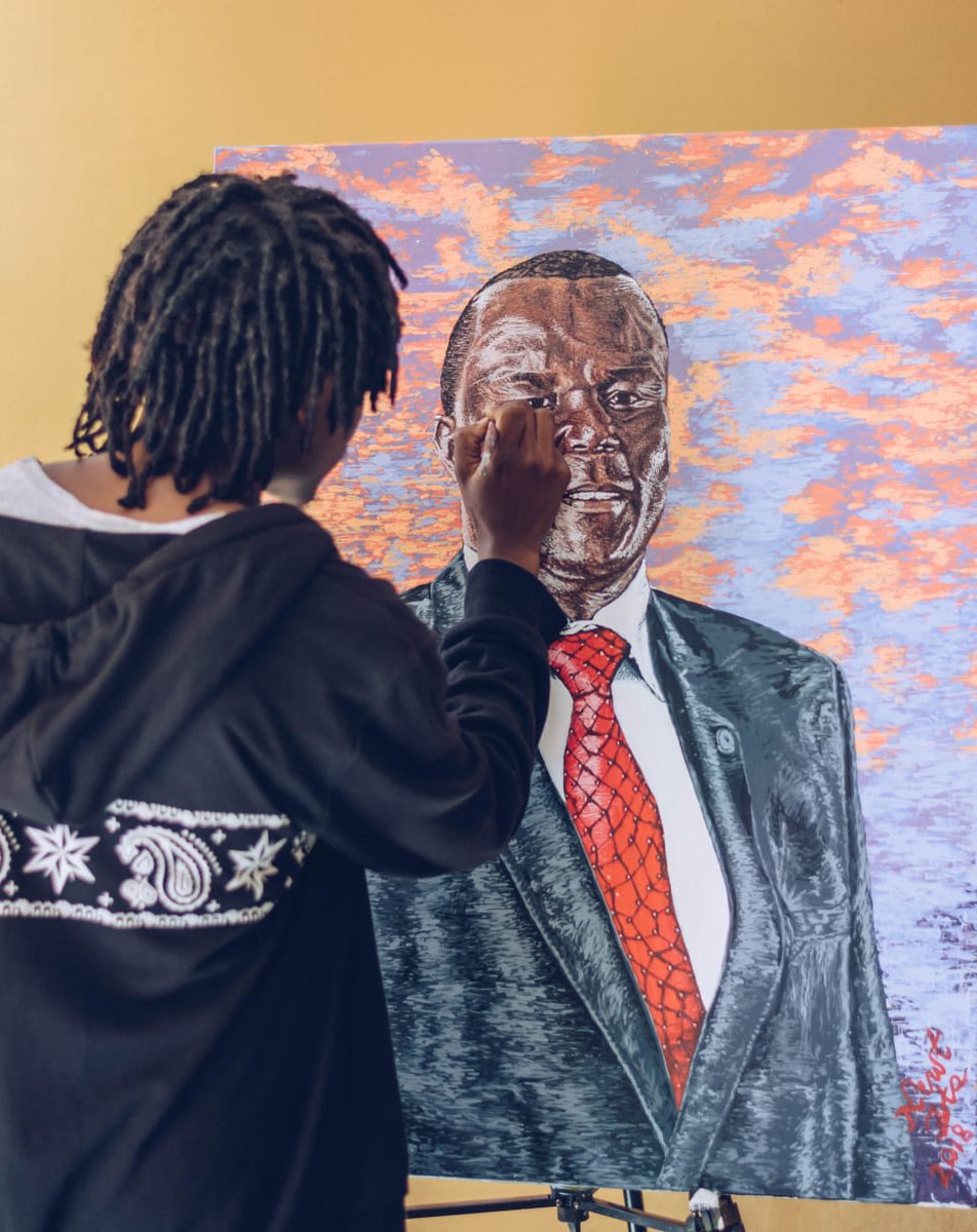 The Modern Face of Academia Painting,,,NewtArts2018...#BlackArt #EgertonUniversity #ProfKahi #Dawn #AfricanSunrise #Africa #NewtArts #Onelifetime #Acrylics #Portraits #NueraEmpire