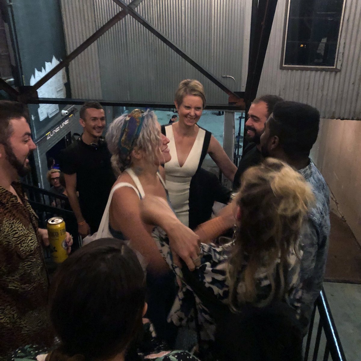 Supporters gathering around Cynthia at Elsewhere in Brooklyn