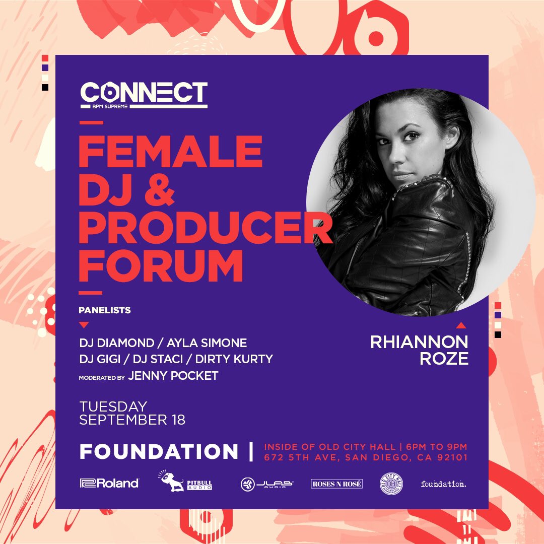 RhiannonRoze's tweet photo. I'm excited to collaborate with @bpmsupreme on this special event! If you are a female DJ or Producer in the San Diego area or you are friends with one, please spread the word! ♥️🎧👯Event info on Facebook. #bpmsupreme #bpmconnect #femaledj #femaleproducer #rhiannonroze https://t.co/xNUmJ73sVr