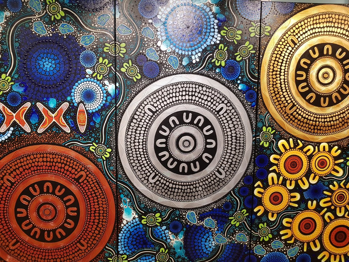 SMEEAndrew's tweet photo. #KVPS S3 @RoyalAustMint. Amazing indigenous art installation by Chern'ee Sutton from the Kalkadoon People Mt Isa for the 2018 Commonwealth Games #indigenousarteveryday #canberraexcursion https://t.co/AgHfVstLeP