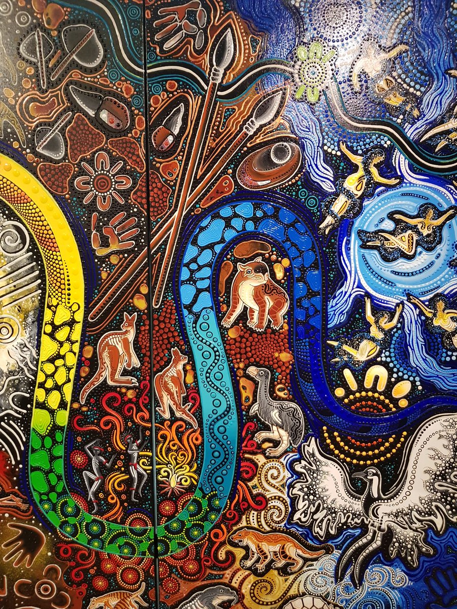 SMEEAndrew's tweet photo. #KVPS S3 @RoyalAustMint. Amazing indigenous art installation by Chern'ee Sutton from the Kalkadoon People Mt Isa for the 2018 Commonwealth Games #indigenousarteveryday #canberraexcursion https://t.co/AgHfVstLeP