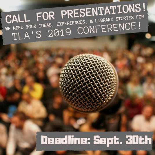 Proposals are still being accepted for the 2019 <a href="/TNLA/">Tennessee Library Association</a> Conference in Chattanooga. Don't miss this chance to share your knowledge and experience! tnla.org/general/custom…
