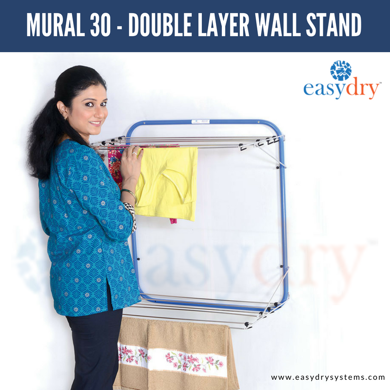 EasyDrySystems's tweet image. #Mural30 is a double layer wall stand. It has simple and sturdy locking and wall mount design that fits nicely in your home or institution It  saves your valuable floor space. Buy it now on easydrysystems.com/mural-30-wall-… 
#CompletelyFoldable #ClothesDryingSystems #EasyDrySystem