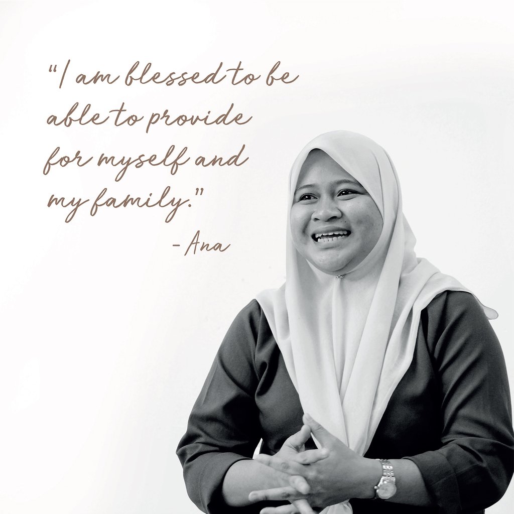 Meet Ana. Gifted at crafting small products by hand. Artisan at Batik Boutique. Hi Ana!