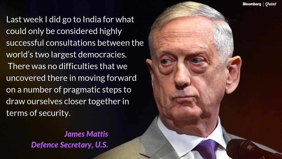 NDTVProfitIndia's tweet image. First #2Plus2 dialogue 'defining moment' for Indo-U.S. relations, says Mattis.

Read more: goo.gl/Rsc1Ea