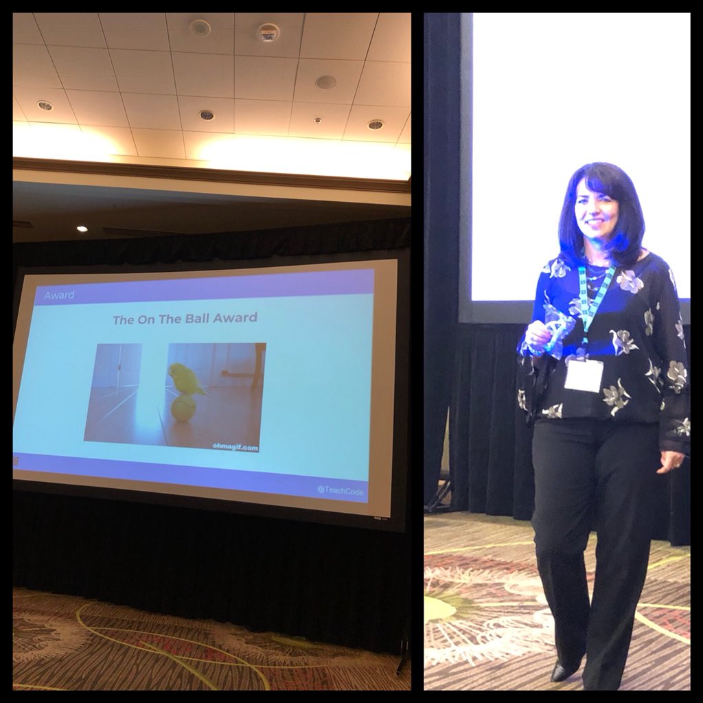 catmarch's tweet image. Congrats to @tina_granato For winning the "On the Ball" @codeorg Reginal Partner Award! So honored to work with this amazing woman who inspires people every day with her work in Computer Science Education!! #TeachCode #SparkOn