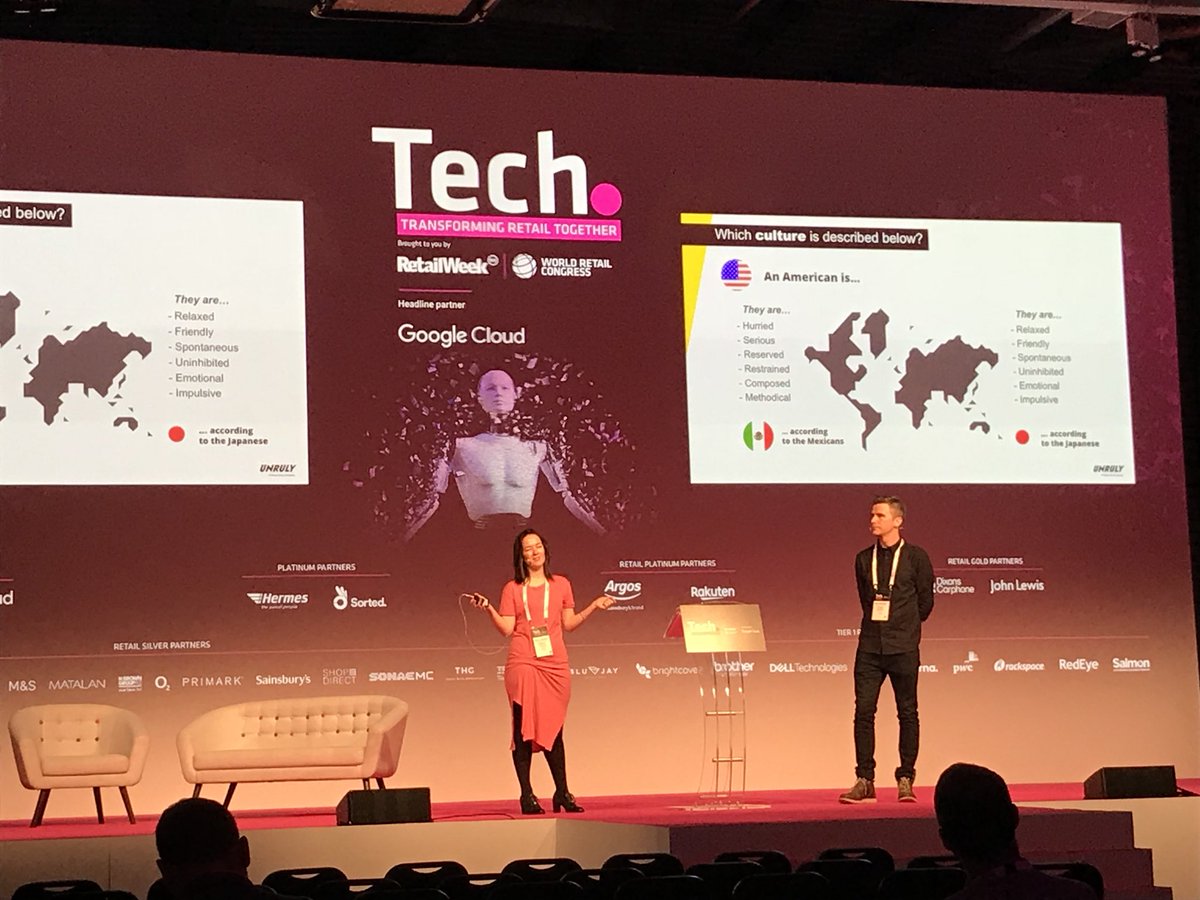 . @unrulyco presentation at #RWTech shows different perceptions of Americans according to people from Mexico and Japan. Emotional reactions to ads will vary by country too. Cultural objectivity a challenge for ad sector.