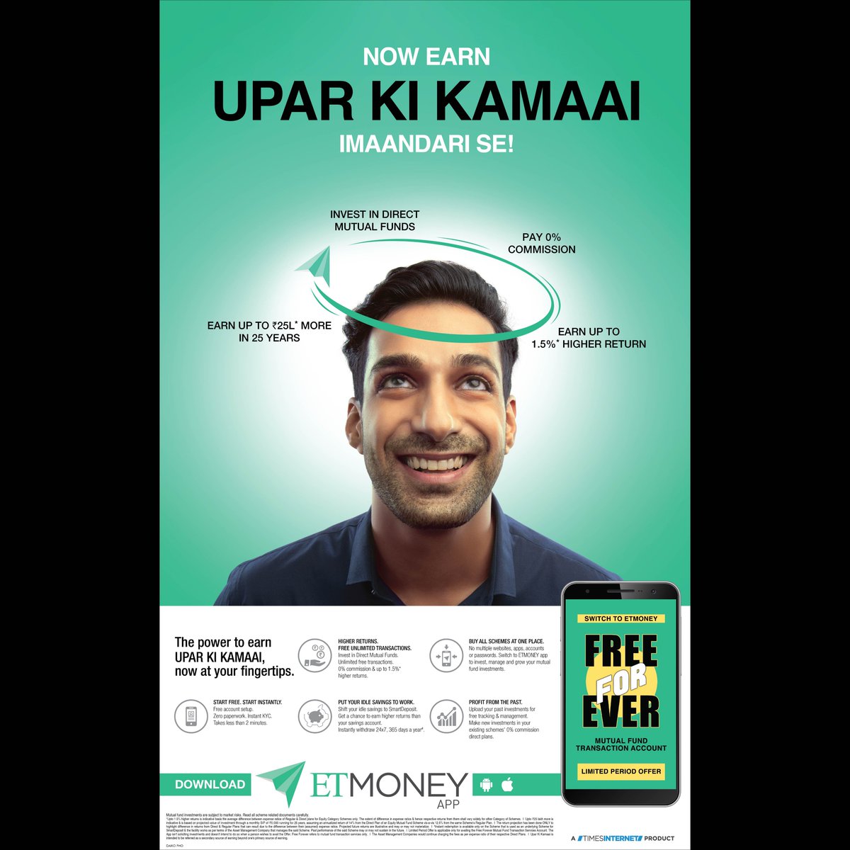 DaikoFHO's tweet photo. #ETMoney launches the #FreeForever account to buy #mutualfunds #direct and earn #uparkikamaai #fintech #timesinternet #timesofindiagroup #ET #DaikoFHO #activationdesign @Timesinternet @EconomicTimes @ETMONEY https://t.co/aHVpzAxWgt