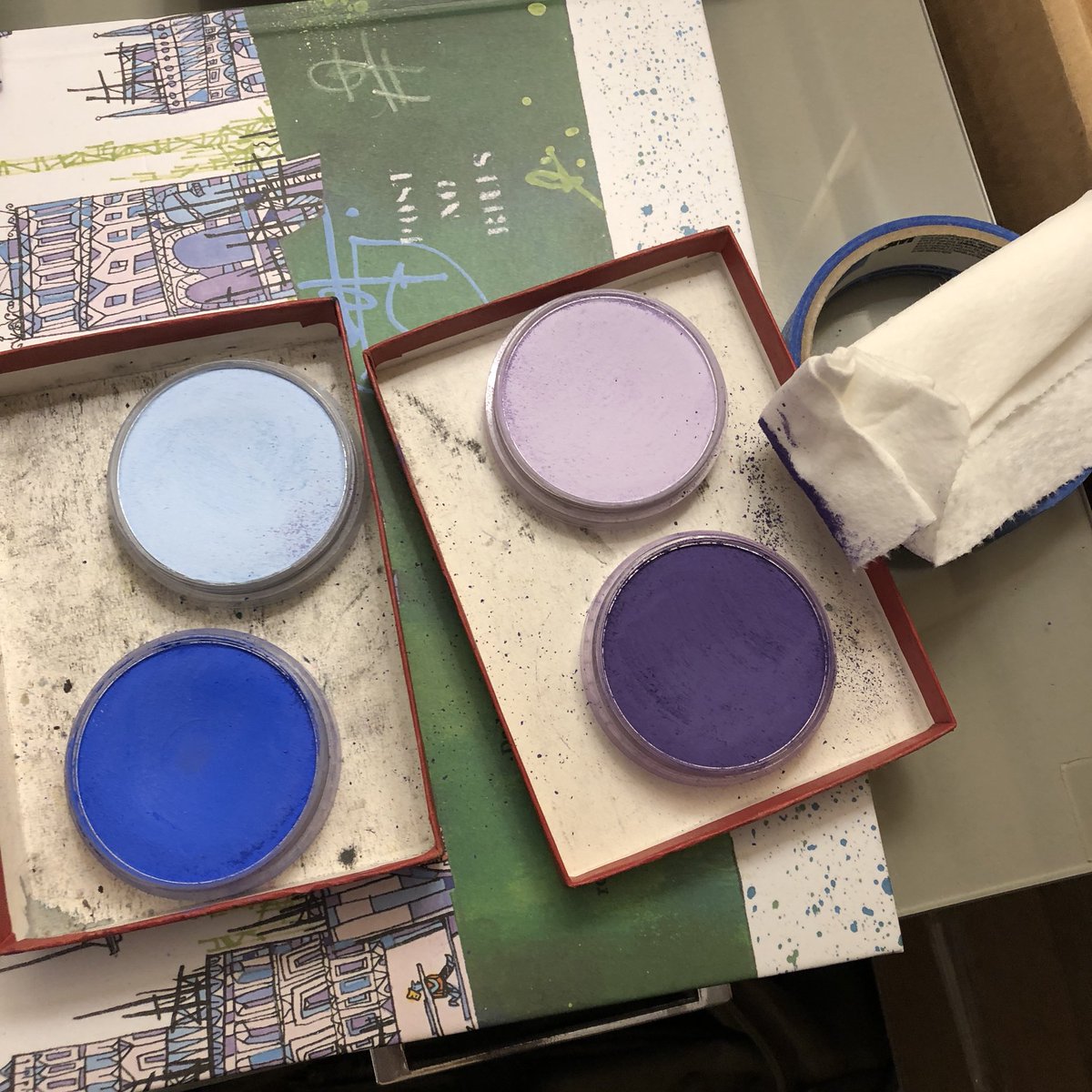 SteveLight's tweet image. Progress.Foam core for the Books of Wonder windows. PanPastels to color the black marker line work. The foam board does not warp. Needs spray fix-The cat seems to like them also. @booksofwonder @candlewickpress @candlewick_sl #windowdisplays #windowdisplay #windowdisplaydesign