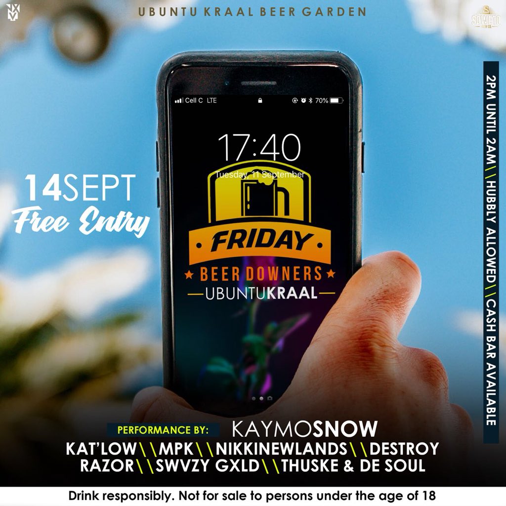 Beer_Downers's tweet photo. #FridayBeerDowners π@Ubuntu_Kraal
π 14 Sep / Free Entry
Performance by : @KaymoSnow
Line up : @SwvzyGxld @DjMPK_SA @NikkiNewlands @Mo2c_3rdworld @The_Razorblade #Katlow #Thuske #Desoul #Fridayswillneverbethesame https://t.co/TH1f0G0lCP