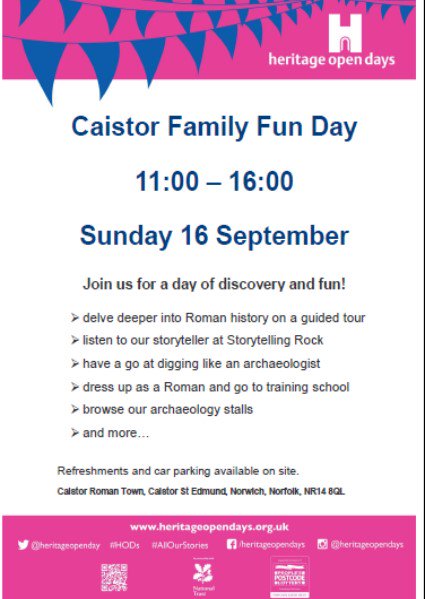 NorfArchTrust's tweet image. 5 days to go till our #heritageopendays event at Caistor Roman Town! We&apos;re getting excited and hope to see you there!
