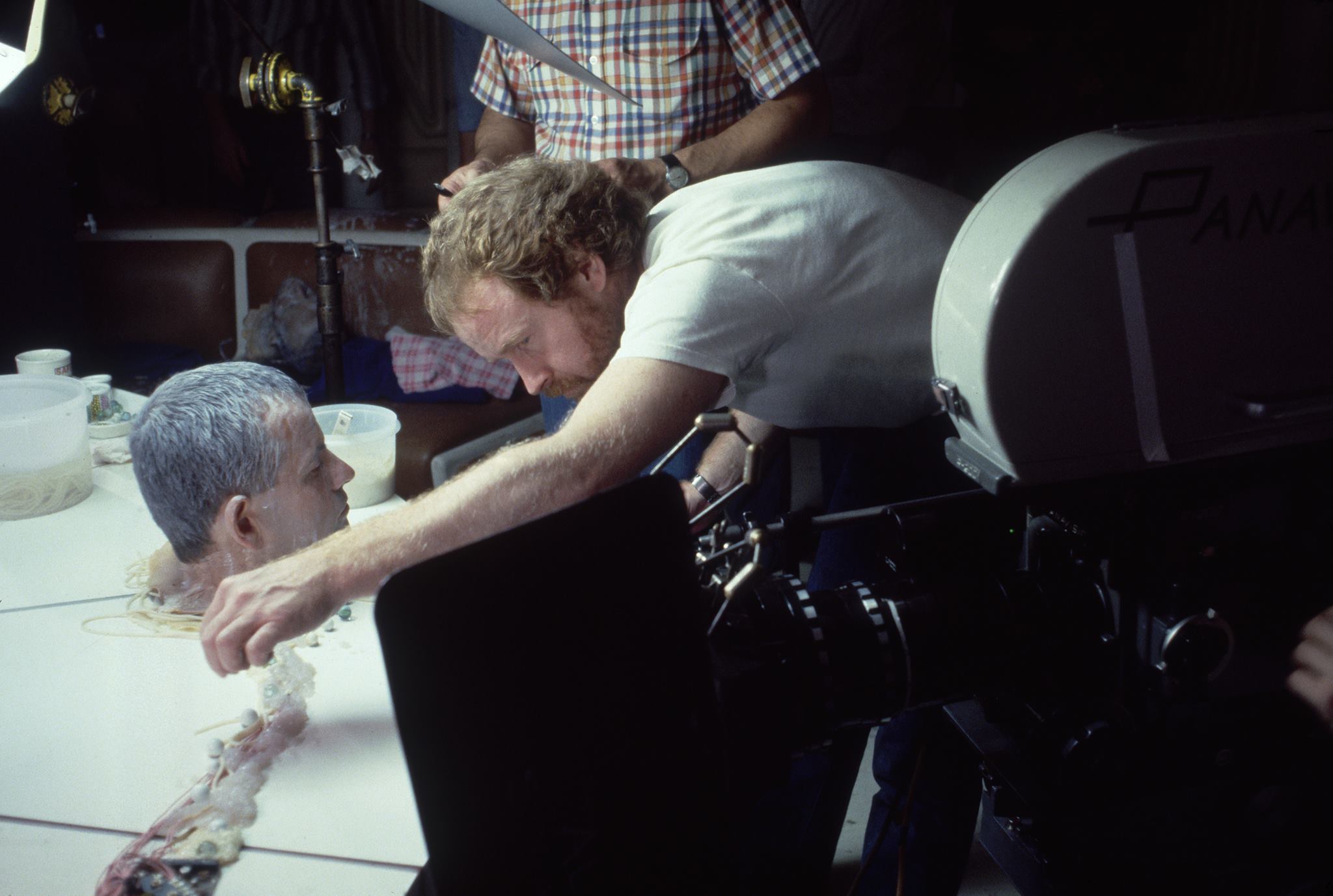 Happy 87th birthday to Ian Holm, seen here with Ridley Scott on the set of \Alien\ (1979). 