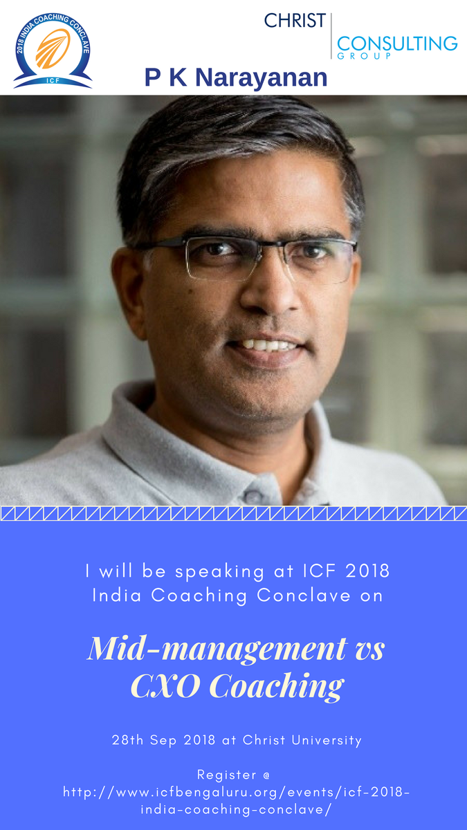 ICF2018India's tweet photo. #ICF #Masterclasse #Workshop #Insight #Networking
Session by P K Narayanan on Mid-management vs CxO Coaching

Register Now!! https://t.co/0EhiFsAvMR

@icf_mumbai @ICFChennai @ICFBengaluru @icfdelhincr  @ICFHyderabad 
@ICFBengaluru @GoyalGl @VivekMittalz @PunamAbbi @pknarayananpk https://t.co/zkJohfr56G