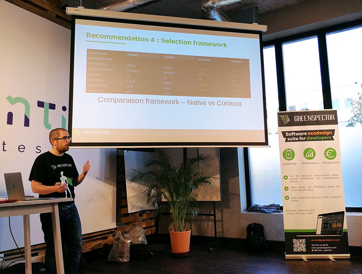 gdgnantesdroid's tweet photo. @SimplyGreenIT nous montre comment analyser l’impact du code sur la consommation d’énergie. #gdgnantesandroid #greencodelab https://t.co/HdAHGbjyH9