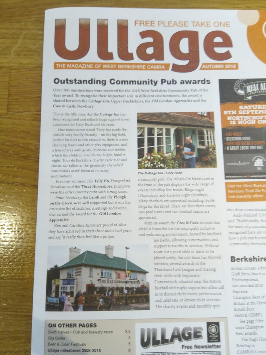 ClearBrewTV's tweet photo. We're delighted to see that @WBCAMRA have voted our friends Ken and Caroline at the Old London Apprentice @OLANewbury as joint winners of their Community Pub of the Year Award. So much more than just great beer lines!  #BeerLineCleaning https://t.co/UGhByX8ERX