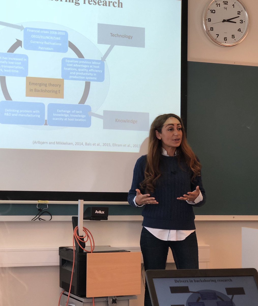Looking forward to Bella Nujen’s PhD defense at <a href="/HiMolde/">Høgskolen i Molde</a> October 2. Title of her thesis: «The global shift-back: backshoring from a knowledge perspective» <a href="/Manunet4_0/">ManuNet 4.0</a>