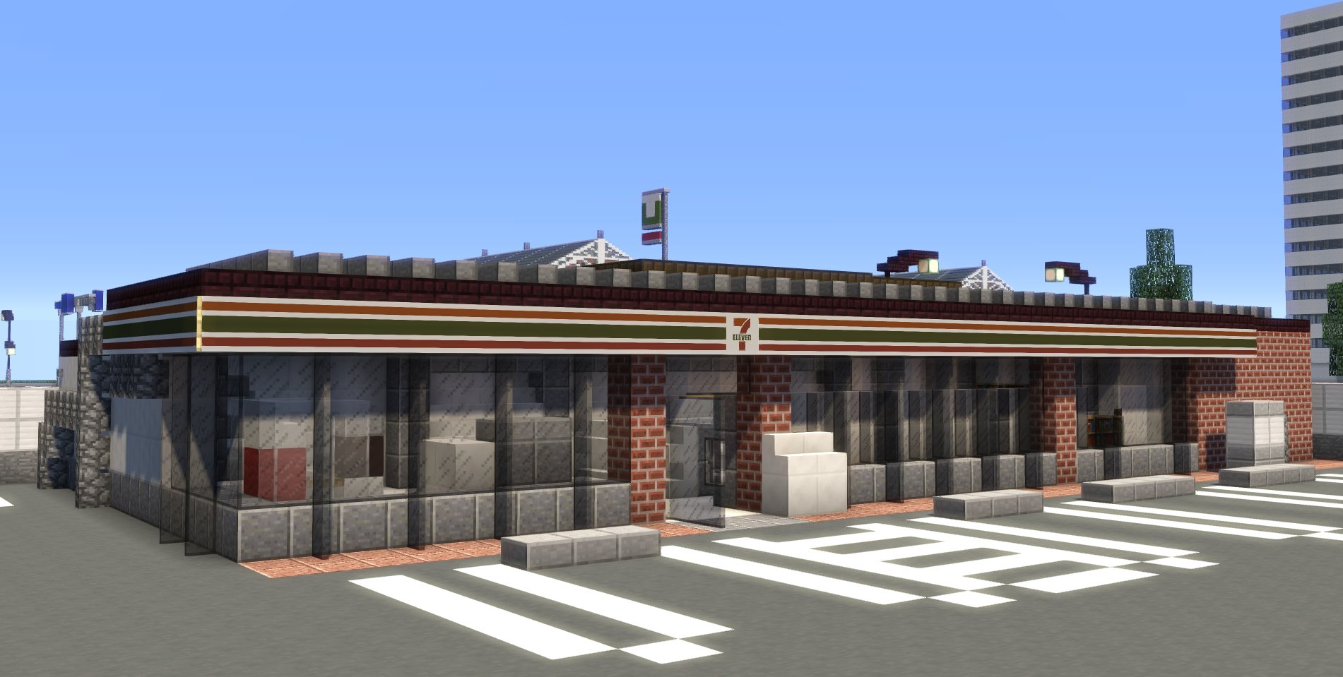 イングラム国嬢辺 Minecraft Minecraftでセブンイレブン作りました Minecraft Minecraft建築コミュ Minecraft都市開発 京慧府