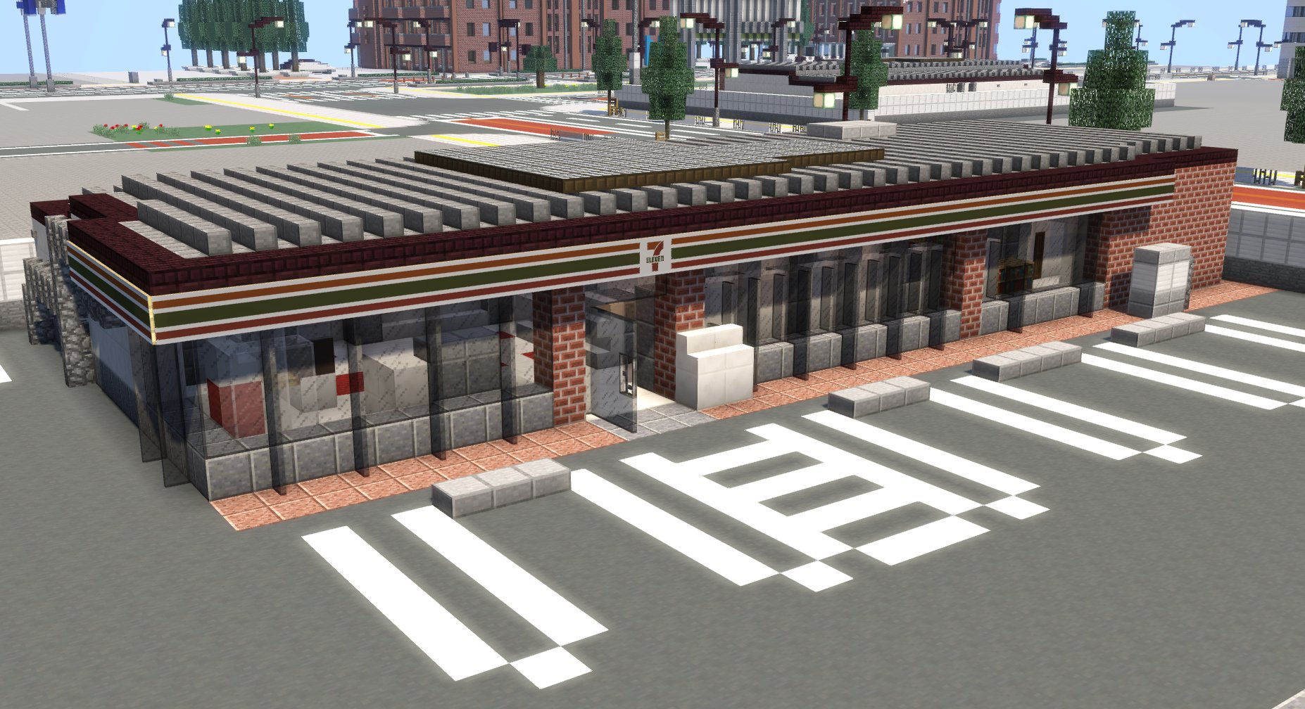 イングラム国嬢辺 Minecraft Minecraftでセブンイレブン作りました Minecraft Minecraft建築コミュ Minecraft都市開発 京慧府