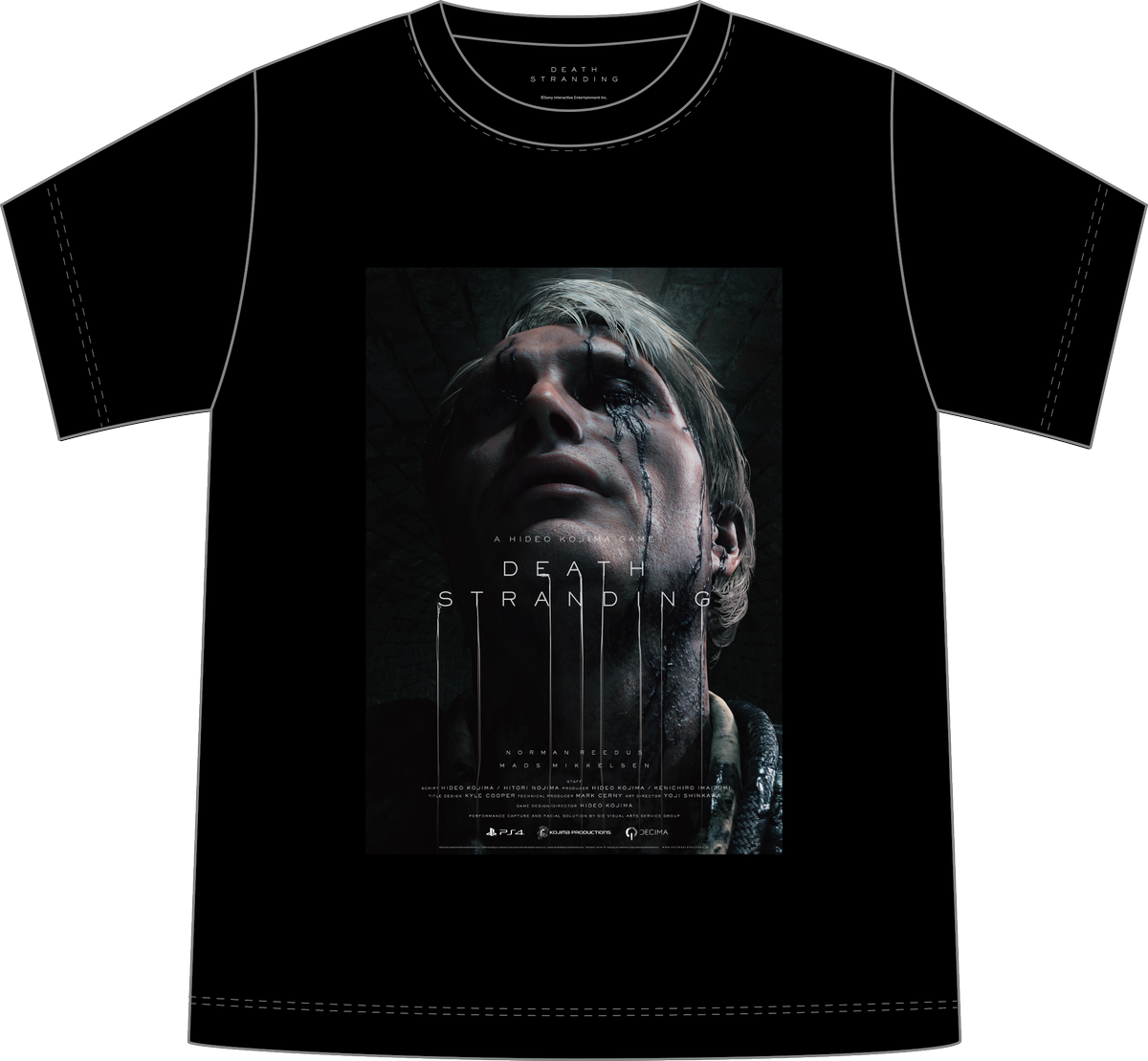 Kojima Productions Tgs18 に出展する コジマ プロダクションストア で ノーマン リーダス サム とマッツ ミケルセン演じるキャラクターのtシャツを発売します さらに デススト ロゴのtシャツ 白と黒 も それぞれs Xxlまで各種サイズを