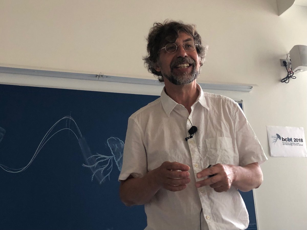 PaulVerschure's tweet photo. Vincent Hayward at #bcbt2018 on the science and tech of touch. Vincent proposes that the principles of dimensionality reduction known from vision do not generalize to haptics. Let’s wait for the evidence. @CSN_eu @HumanBrainProj @IBECBarcelona https://t.co/JsnxBzgRIk