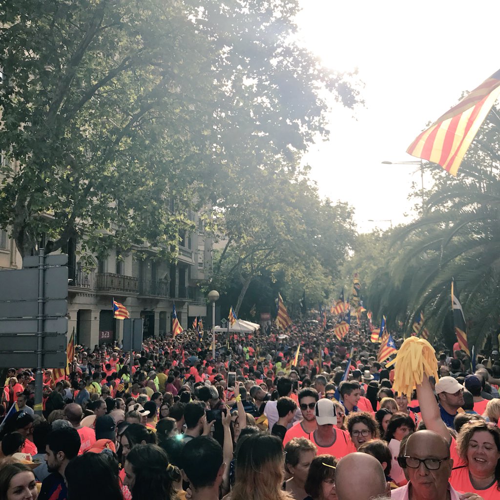 22annacasas's tweet photo. Des de 2012 i aquí seguim, i seguirem 💛🎗 #RepúblicaCatalana #11S2018 #LlibertatPresosPoliticsiExiliats ❤️ @CVC_UAB #Tram37 https://t.co/2Ogxbjoecf
