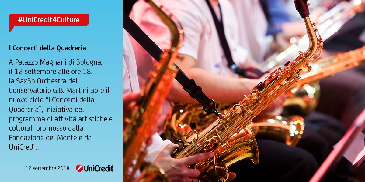 UniCredit_IT's tweet photo. #UniCredit4Culture: riparte il ciclo di #Concerti della #Quadreria di #PalazzoMagnani di #Bologna, iniziativa di #UniCredit e @FondazioneMonte. Oggi alle ore 18 si esibisce la #SaxBo #Orchestra del #Conservatorio G.B. Martini. Info: https://t.co/vfTa7HkJA1. https://t.co/jXT5LhaHaM