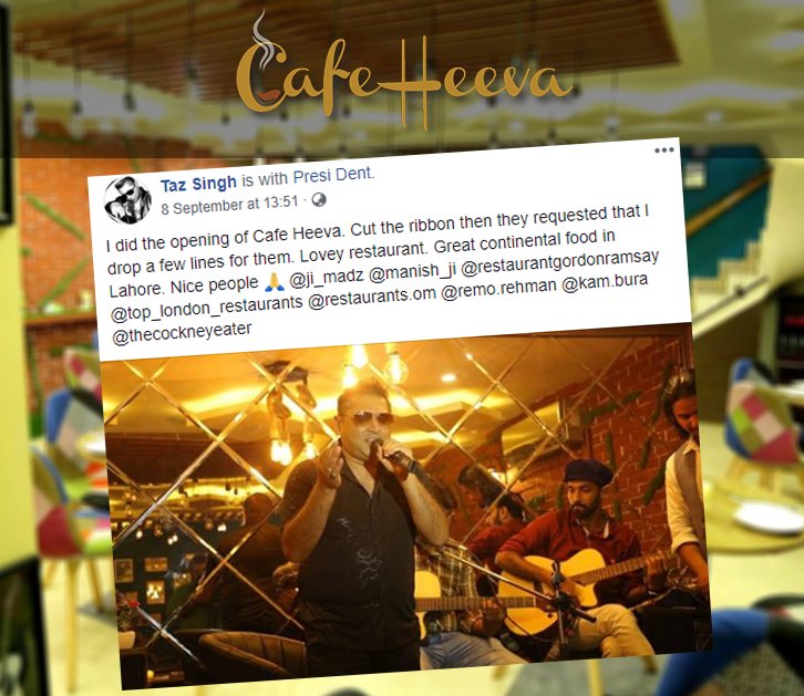 CafeHeeva's tweet photo. Thank you so much for your kind words #Stereonation Band. We really appreciate your arrival at Cafe Heeva's Launch & We look forward to having you in the future again.
#LiveMusic #Restuarant #Food #Coffee #Cafe #Delish #Foodie #FoodPorn #cleaneating #healthy #lahore #Foodicted https://t.co/ZOg62lb8o5