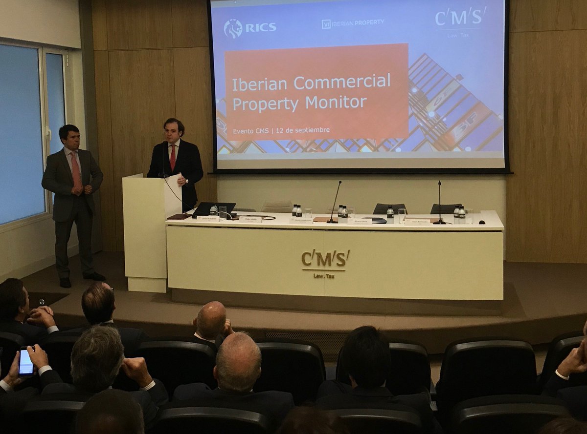 CMS_Spain's tweet photo. Hoy hemos celebrado la sesión 'Iberian Commercial Property Monitor', un estudio sobre tendencias en las inversiones inmobiliarias del último año. Hemos contado con la colaboración de expertos de @IberianProp y de @RICSnews. #eventosCMS https://t.co/izJdeNGbwt