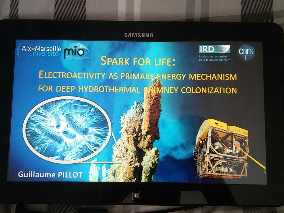 Dr. Guillaume PILLOT (@pillot_gui) on Twitter photo This afternoon, presentation of my PhD results <a href="/EUISMET2018/">EU-ISMET 2018</a> (Newcastle) at 15h40 (OP08) and let's talk about electrotrophy in deep hydrothermal vents, origin of life and electrosynthesis of pyruvate. See you there. This afternoon, presentation of my PhD results <a href="/EUISMET2018/">EU-ISMET 2018</a> (Newcastle) at 15h40 (OP08) and let's talk about electrotrophy in deep hydrothermal vents, origin of life and electrosynthesis of pyruvate. See you there.