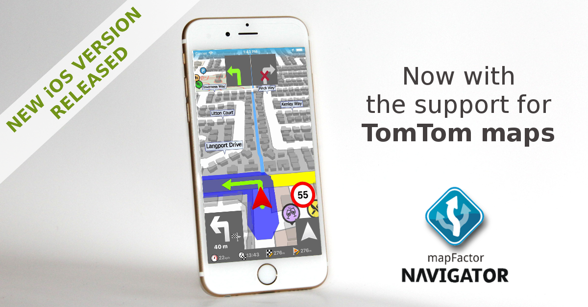 mapfactor's tweet photo. Great news today! #mapfactor #Navigator 1.1 (#iOS) released with the support of @TomTom maps. These maps provide more consistent and accurate map coverage which makes them more reliable and accurate for vehicles navigation. Both Standard & #Truck version available. https://t.co/bvBoo512c4