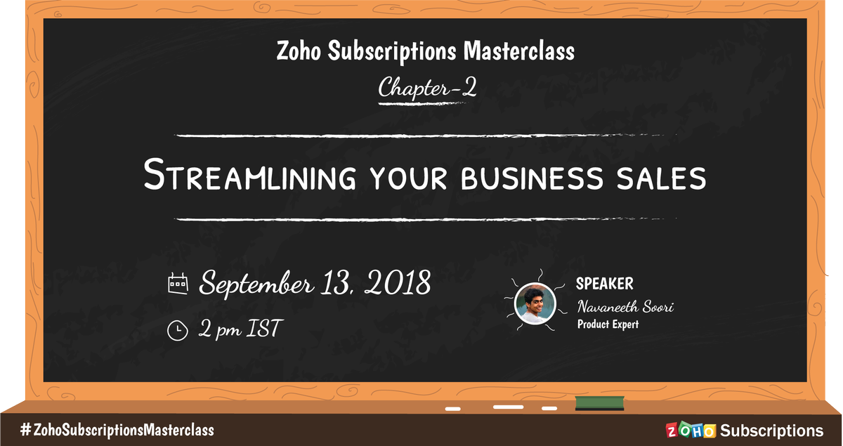 Zoho's tweet photo. How do you currently handle customer payments for your subscription business? Join us to learn more about streamlining recurring payments and business sales using #ZohoSubscriptions. Click here to register: https://t.co/KLoq6ONEYN #SubscriptionBusiness https://t.co/oQcWcTiOvx
