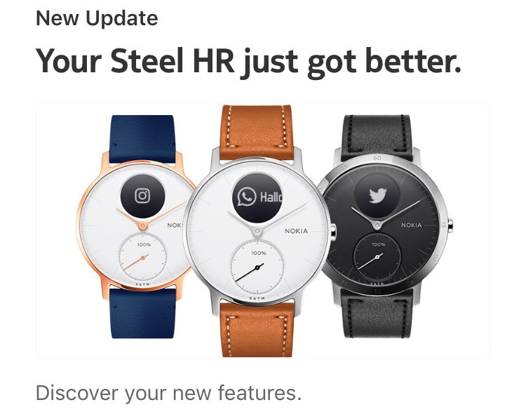 Cool update of my #steelhr watch from ⁦@NokiaHealth⁩ we have been expecting it for a loooonnng time