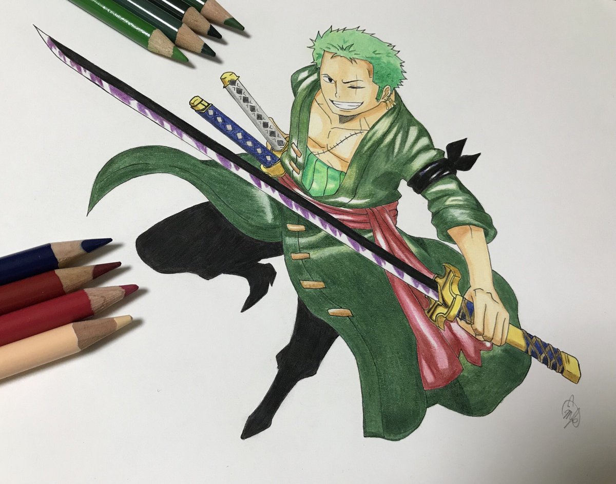 モカ まめちゃんと色鉛筆でワンピースコラボしました 私はゾロを描きました コラボ者まめちゃんのidはリプにあります Onepiece 模写 色鉛筆 T Co Myyd3ga1ne Twitter