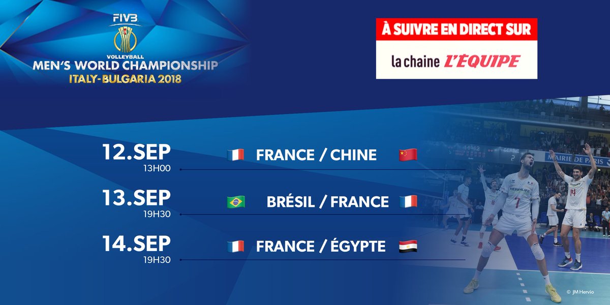 Aujourd'hui l'<a href="/Equipe/">Mariana £</a> de France masculine de Volley fait son entrée dans la compétition !
Retrouvez le calendrier de leurs 3 premières confrontations 😉
