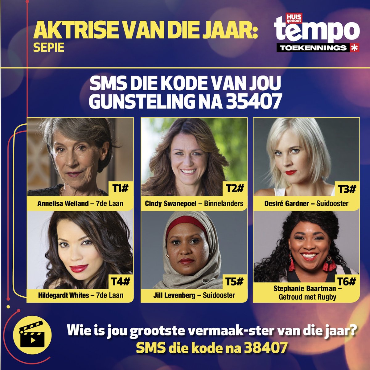 huisgenoot's tweet photo. .@GMR_kykNet se @StephBaartman is benoem vir #Tempos2018! Stem so vir haar https://t.co/FGMpIwJmxi https://t.co/hlneNaui4X